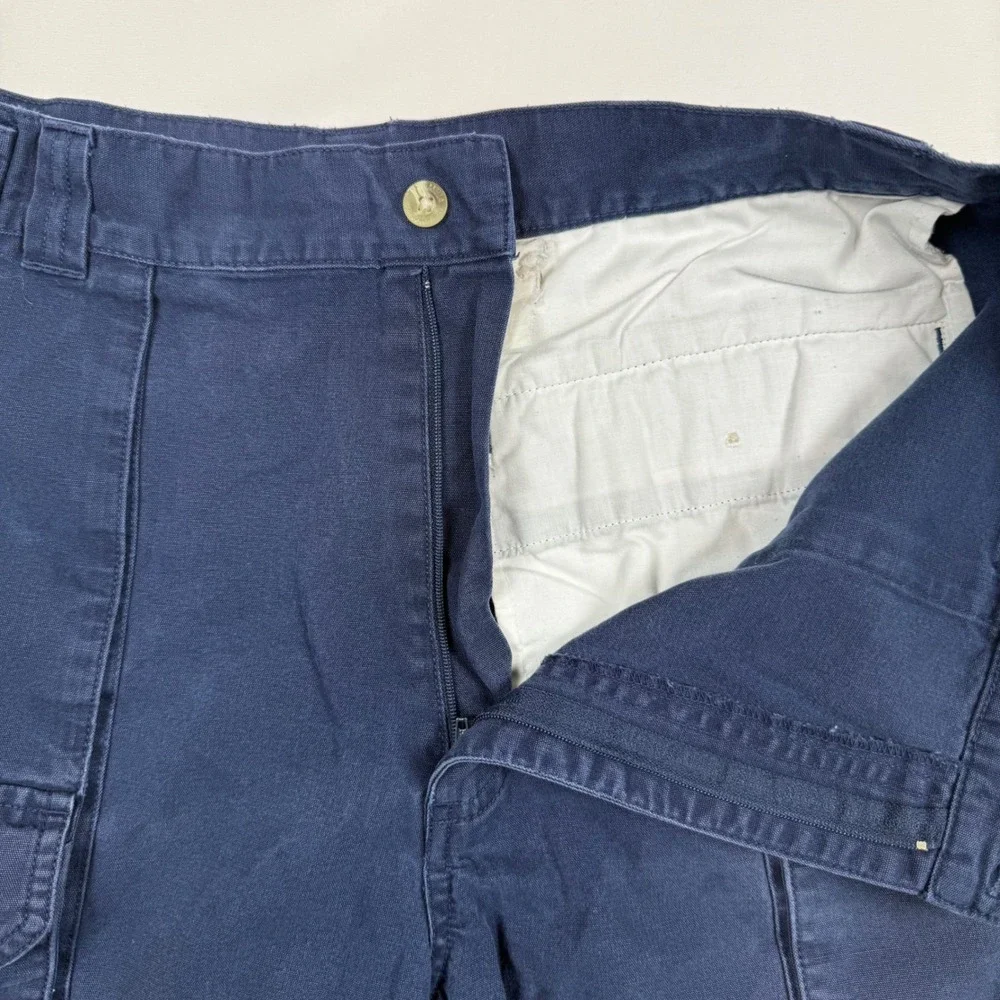 Columbia Mens Navy Blue Cotton Canvas Cargo Hiking Shorts Size 35 Waist